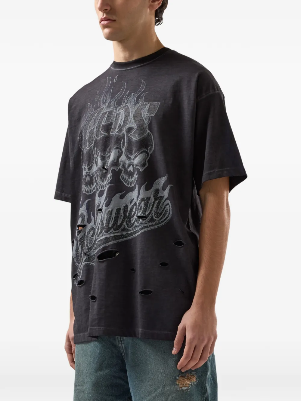 GCDS T-shirt met doodskopprint Zwart