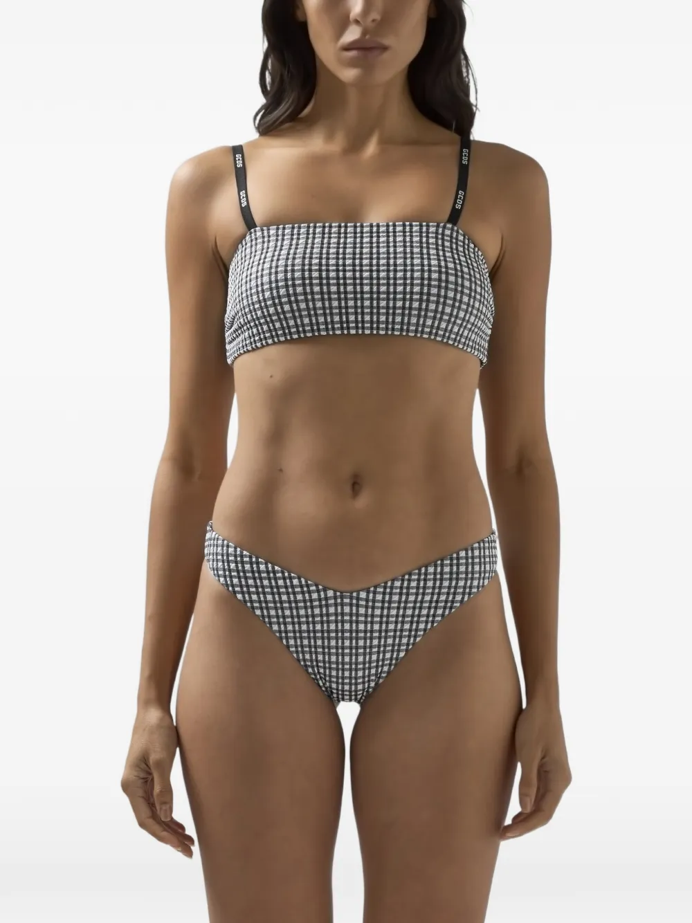 GCDS Bikini met gingham ruit Zwart