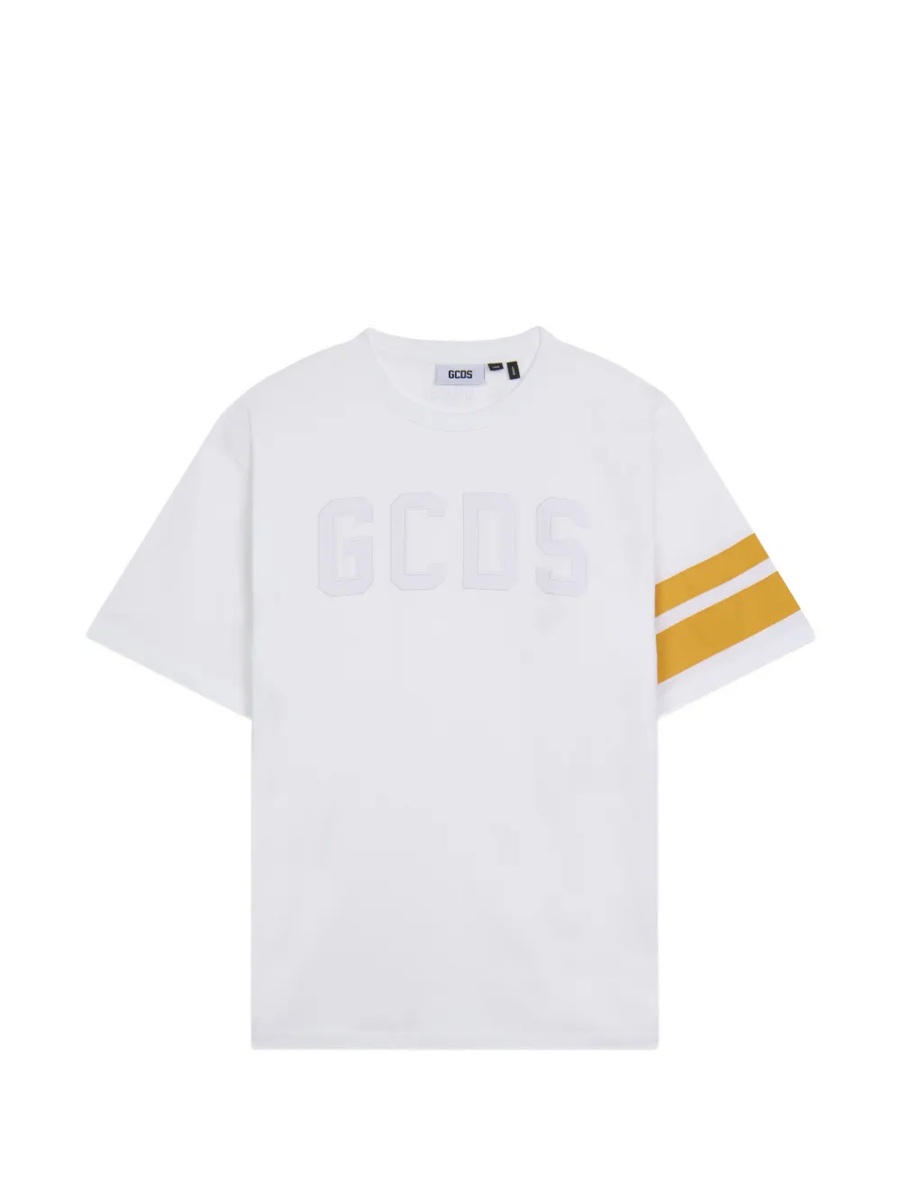 GCDS front-logo stripe-details cotton T-shirt - Bianco