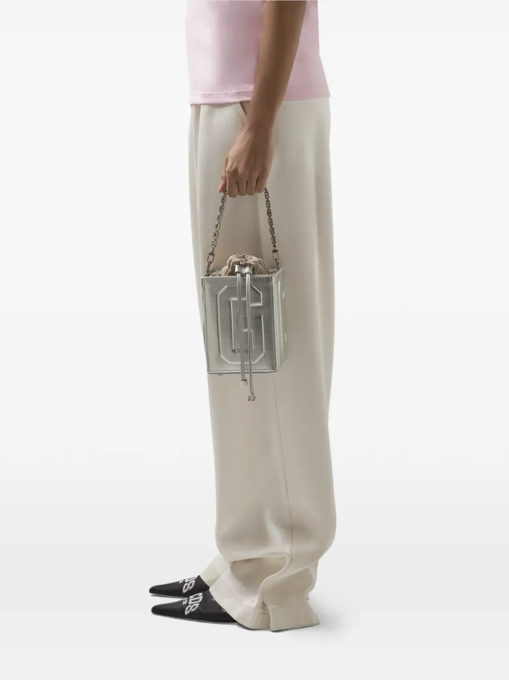  Gcds Logo-embossed Shoulder Bag - Silver 