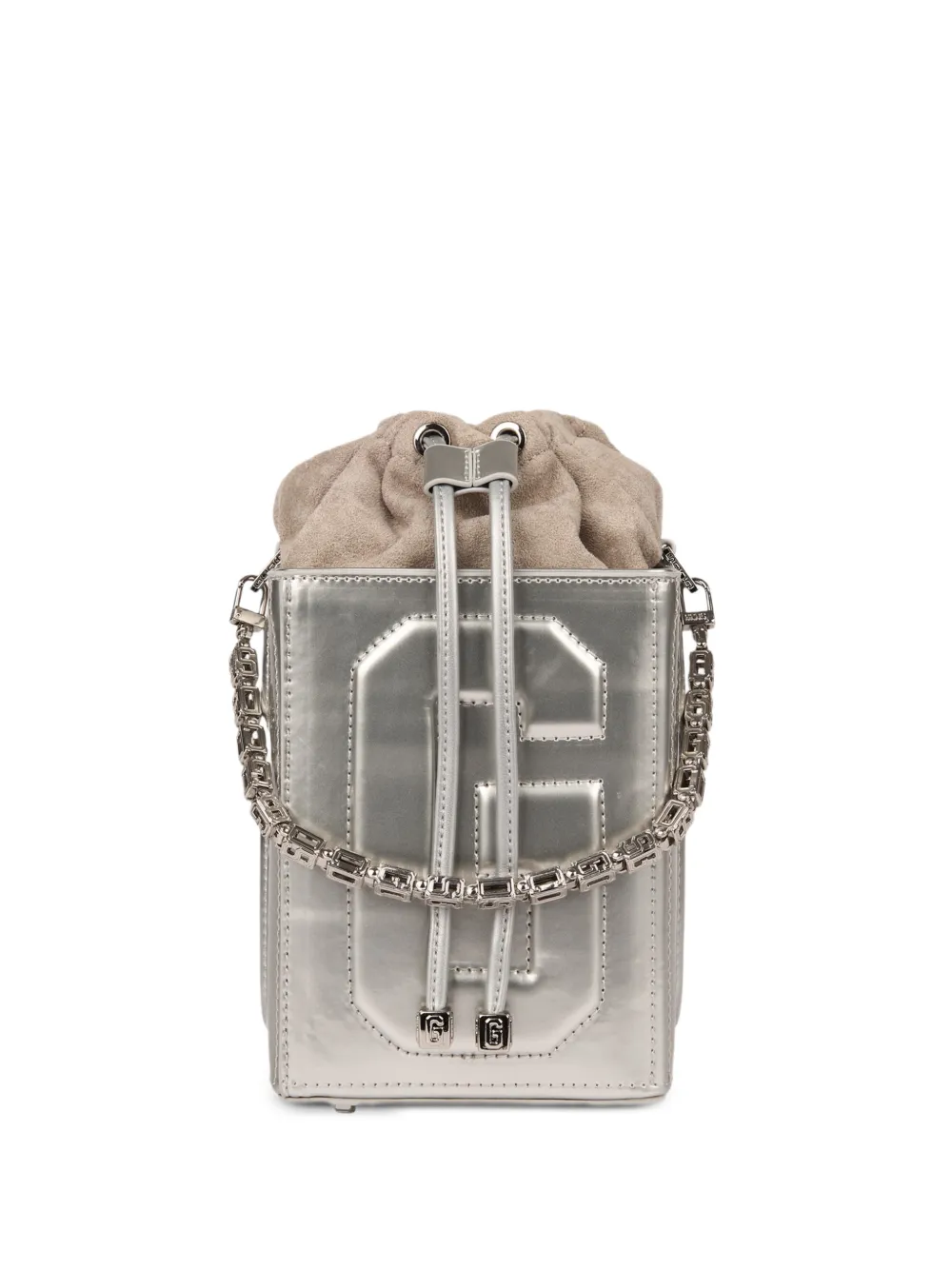 GCDS Borsa a spalla con logo goffrato - Argento