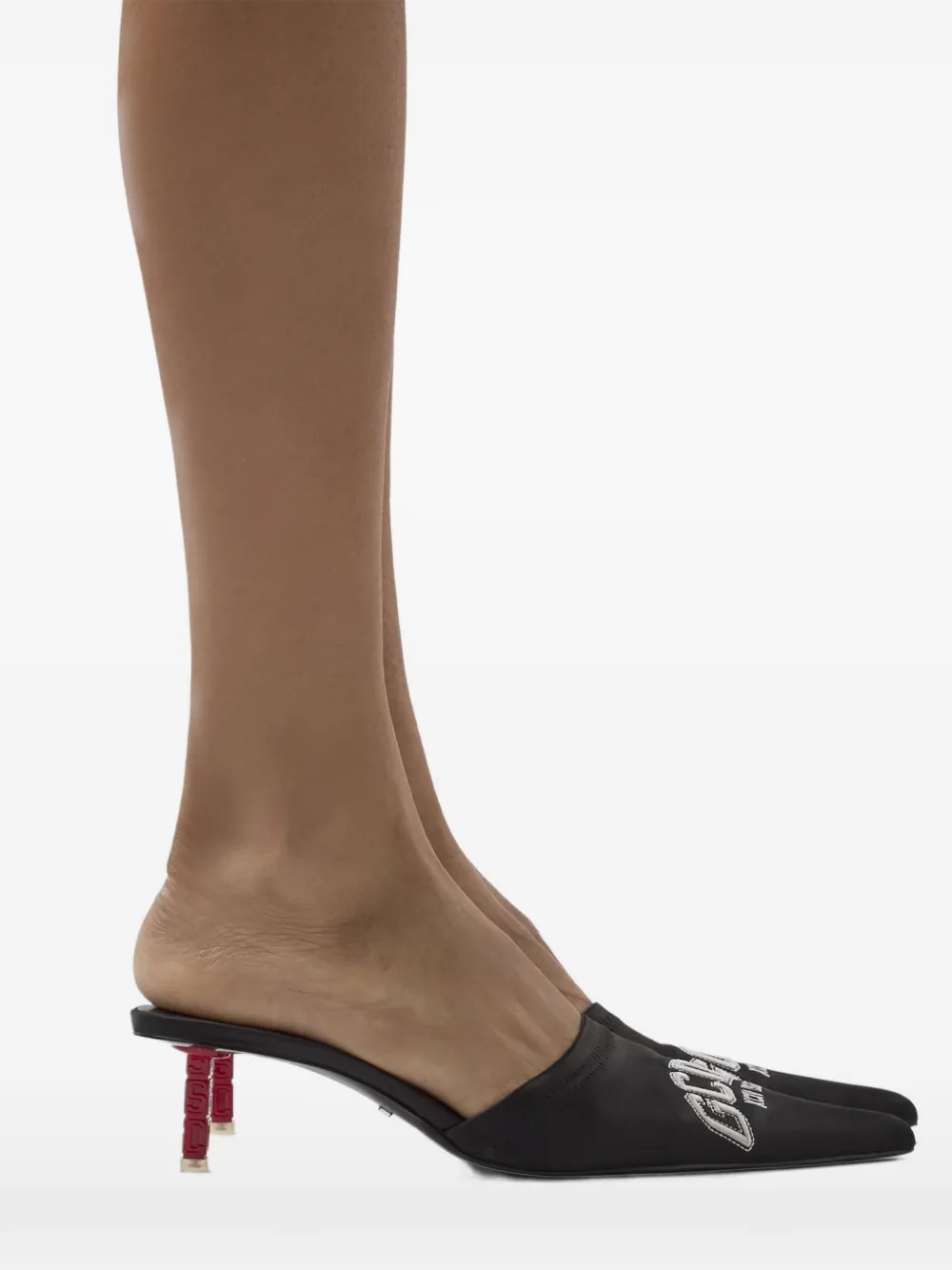 GCDS Muiltjes met geborduurd logo Zwart