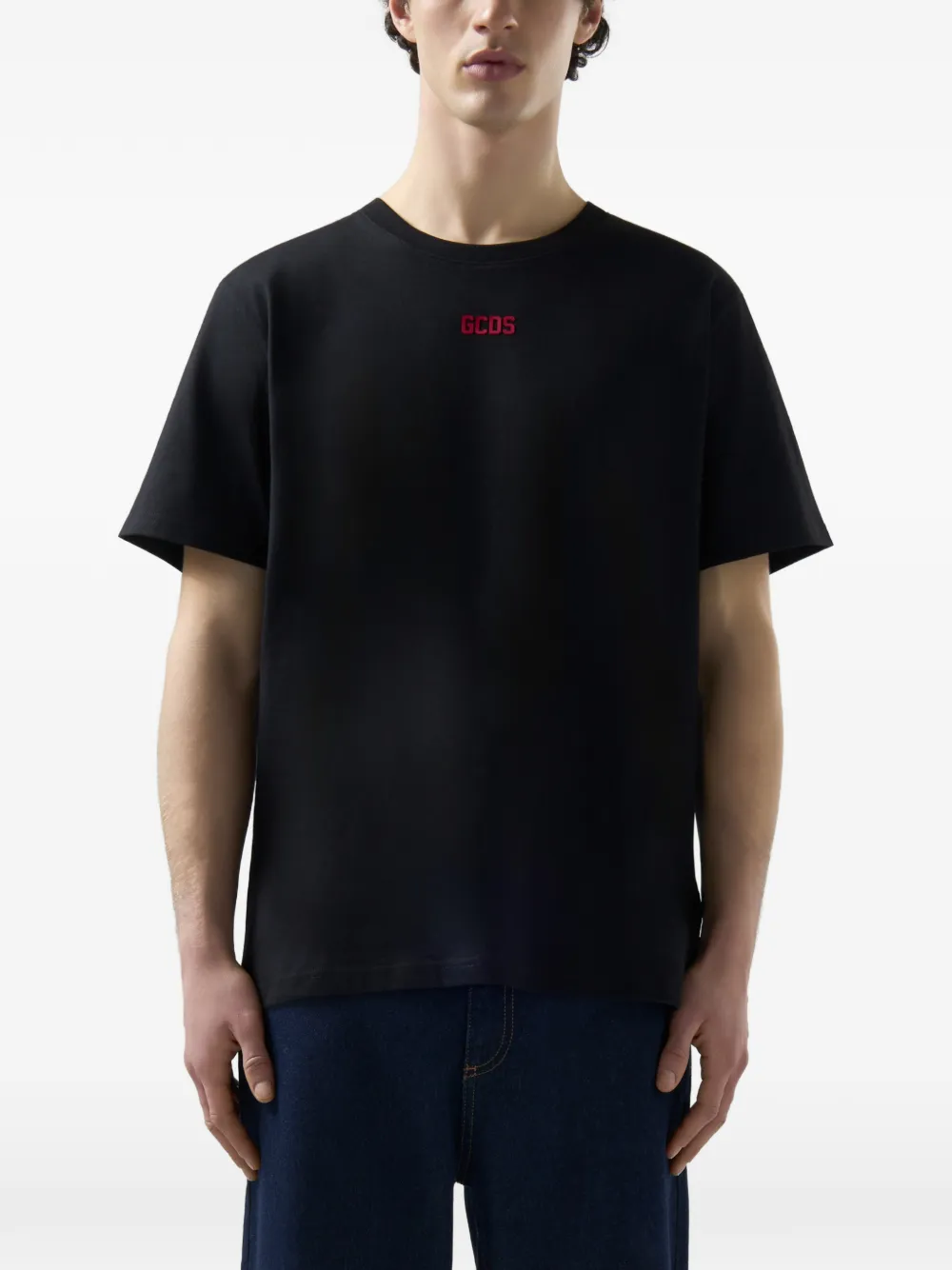 GCDS Katoenen T-shirt met logodetail Zwart