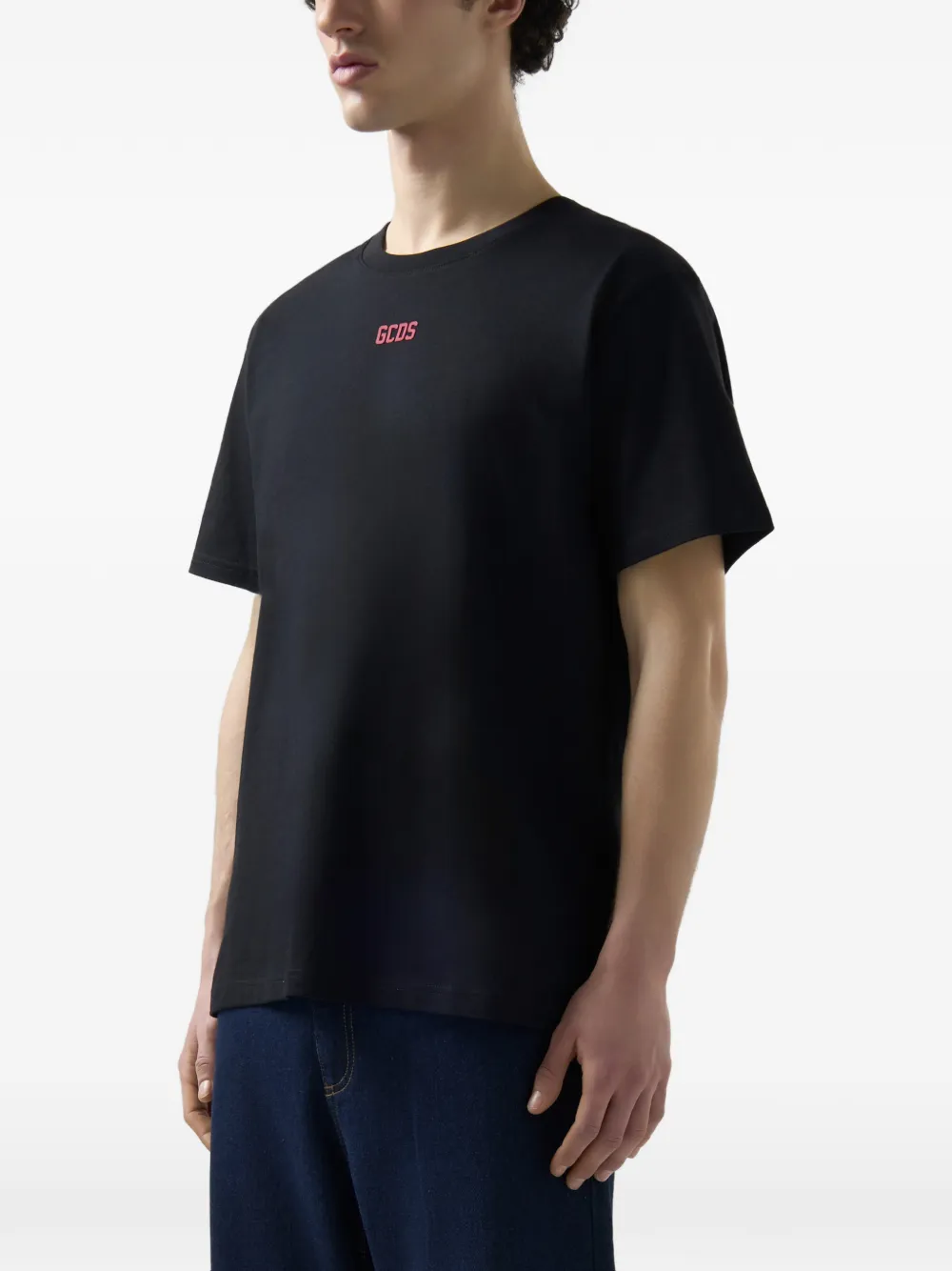 GCDS Katoenen T-shirt met logodetail Zwart
