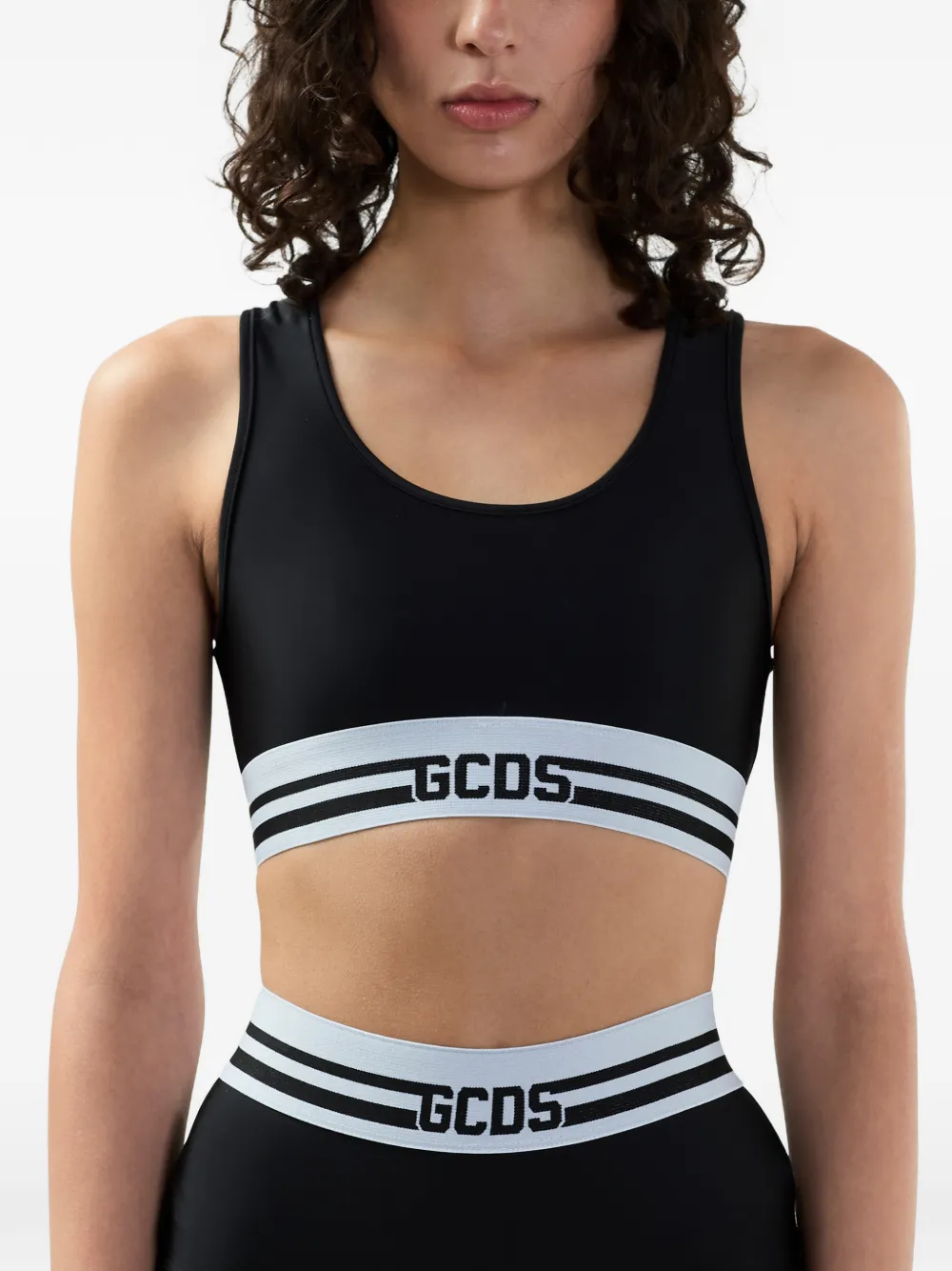 GCDS Cropped top met logo Zwart
