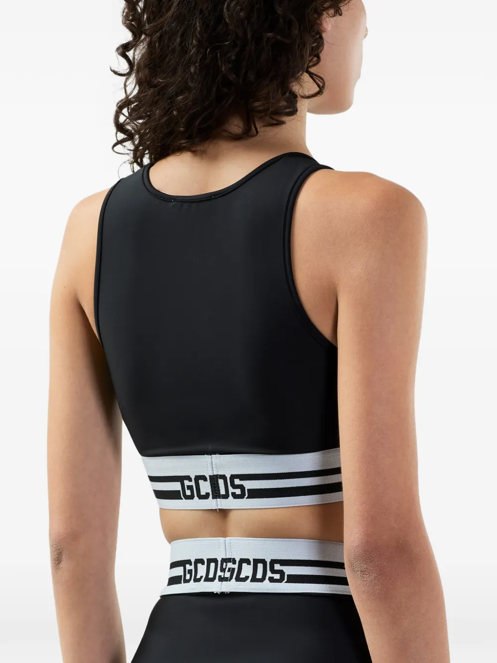 GCDS Cropped top met logo Zwart