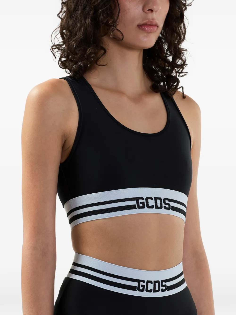 GCDS Cropped top met logo Zwart