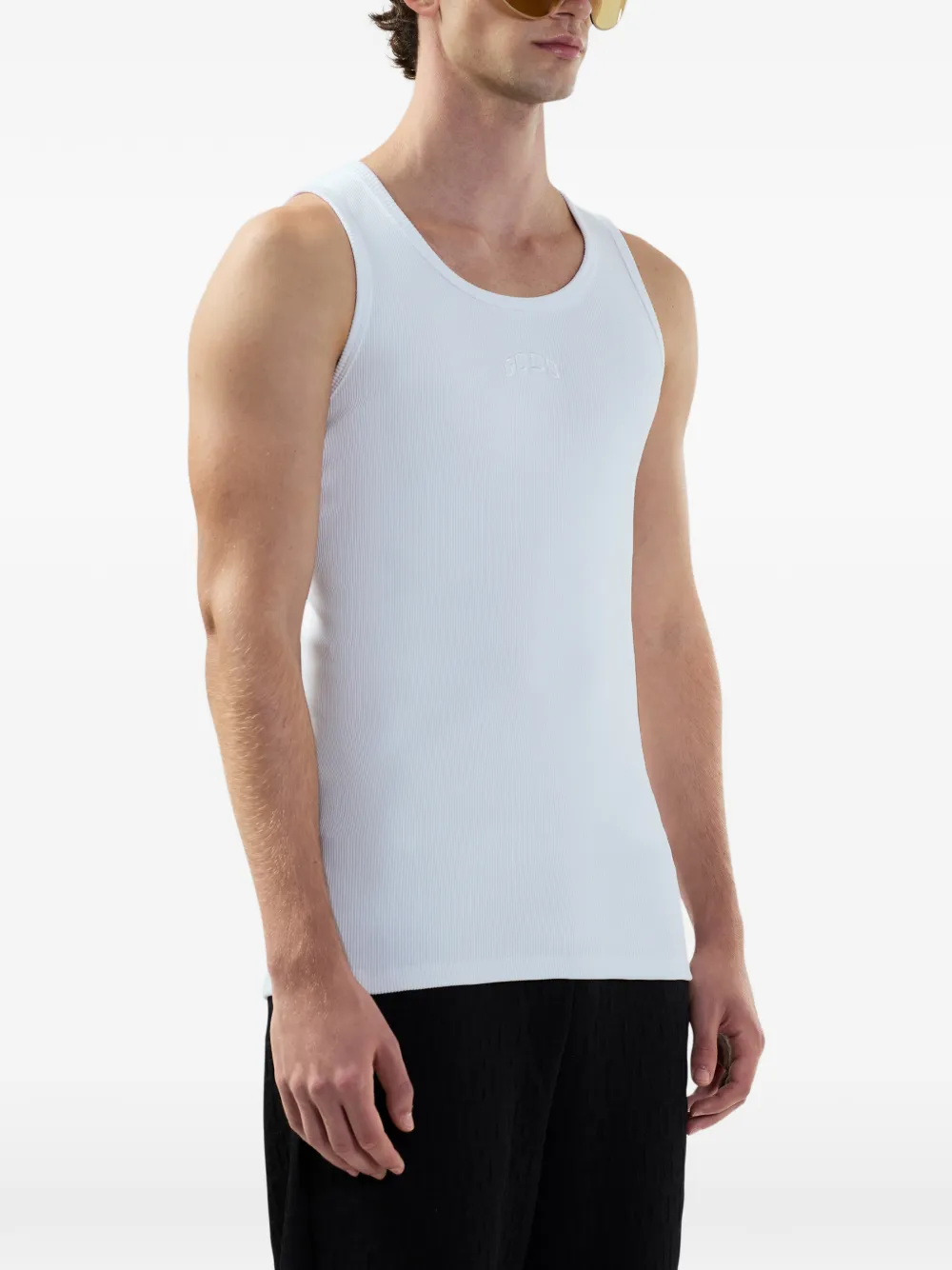 GCDS Geribbelde tanktop Wit