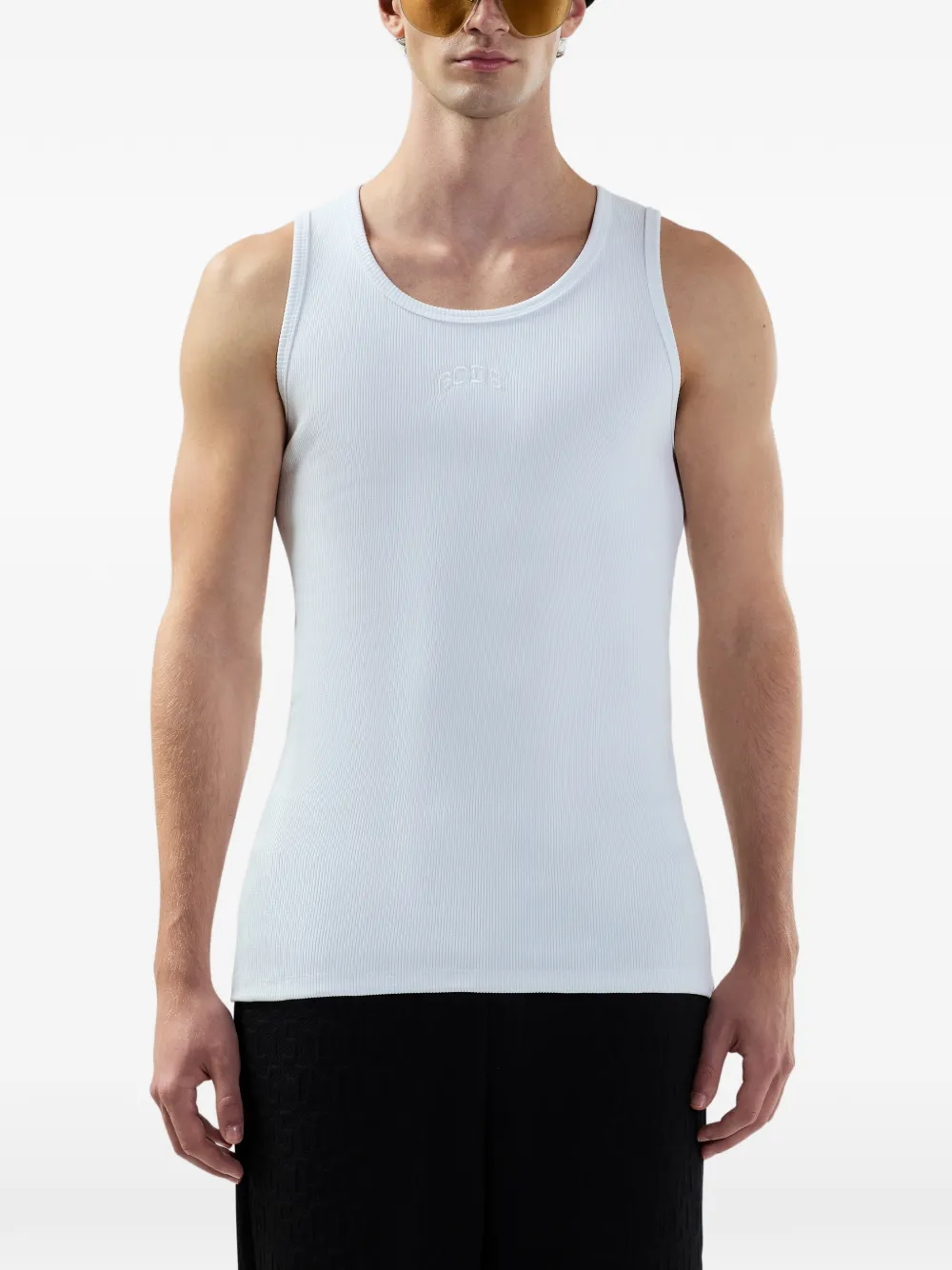 GCDS Geribbelde tanktop Wit