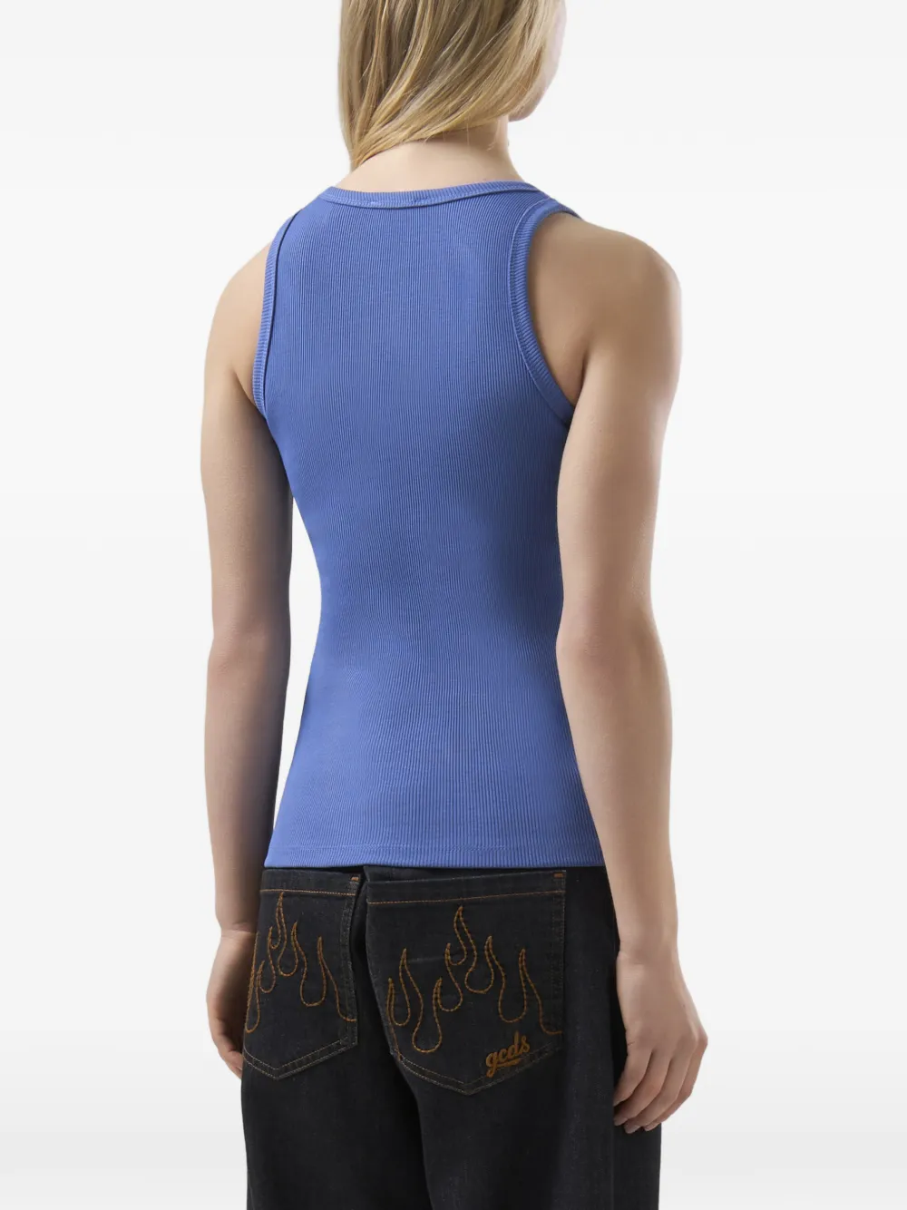 GCDS Tanktop met geborduurd logo Blauw