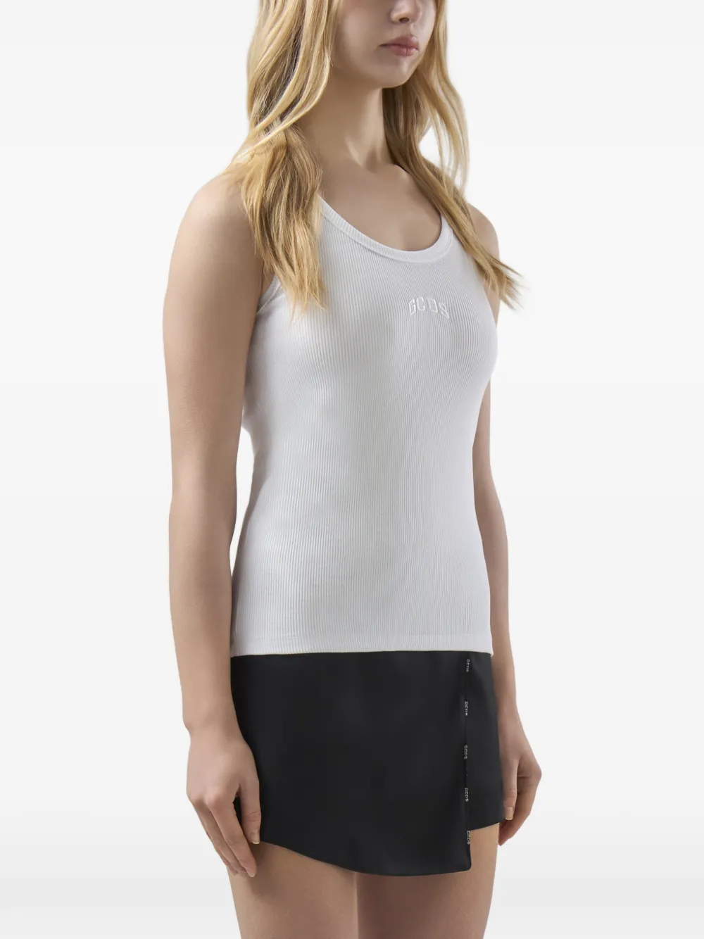 GCDS Tanktop met geborduurd logo Wit