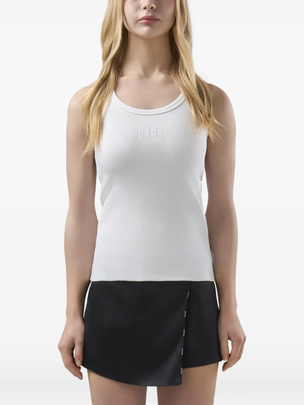 GCDS Tanktop met geborduurd logo Wit