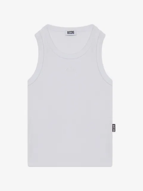 Gcds Kids logo-embroidered ribbed lounge tank top