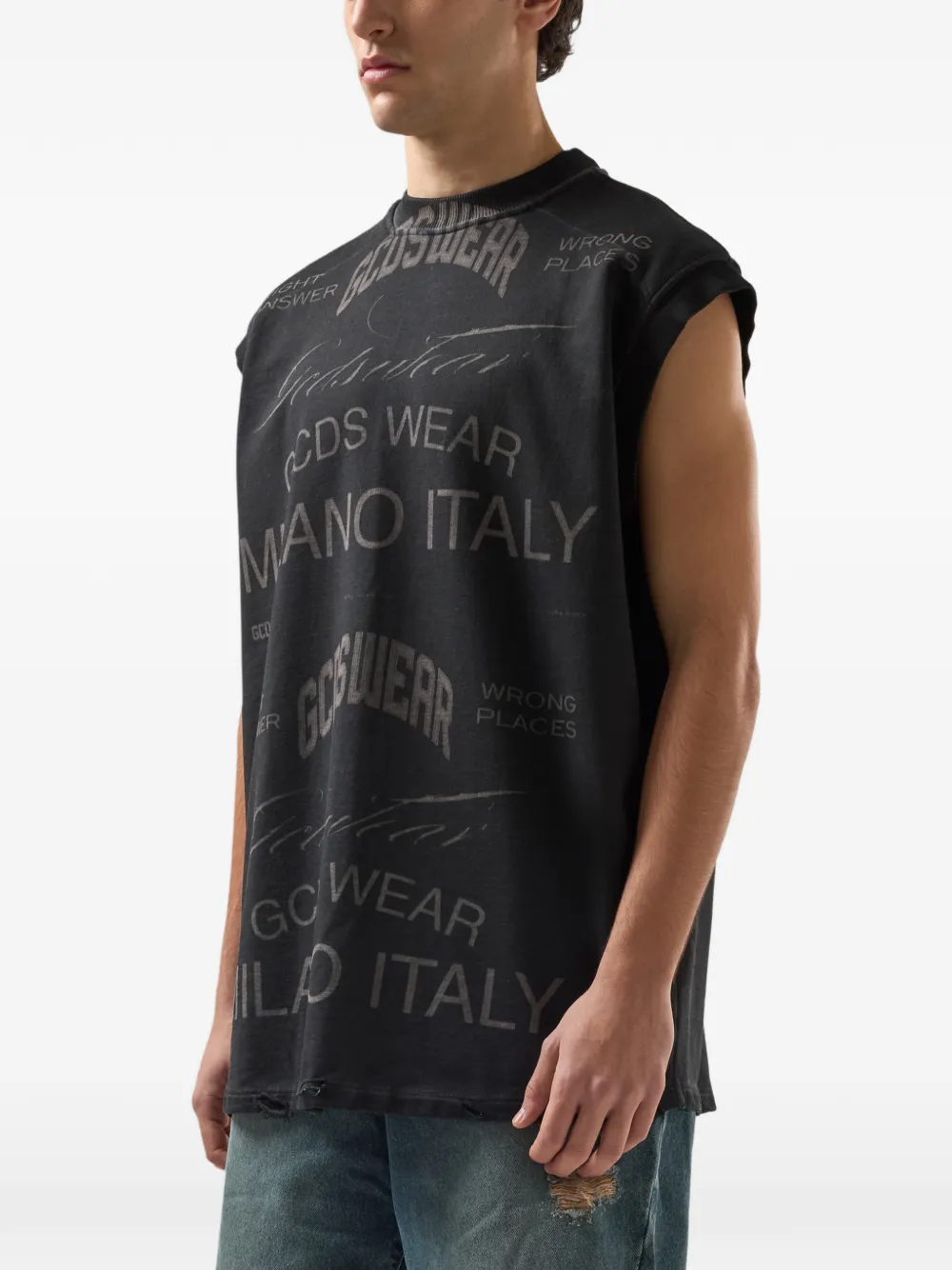GCDS Bodywarmer met print Zwart