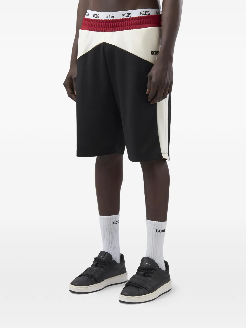 GCDS Trainingsshorts met colourblocking Zwart