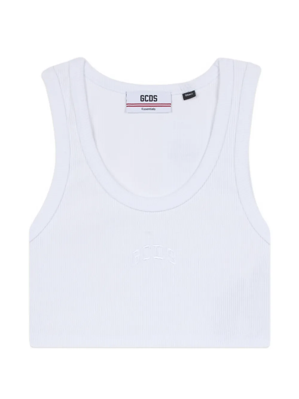 GCDS logo-embroidered crop top - Weiß