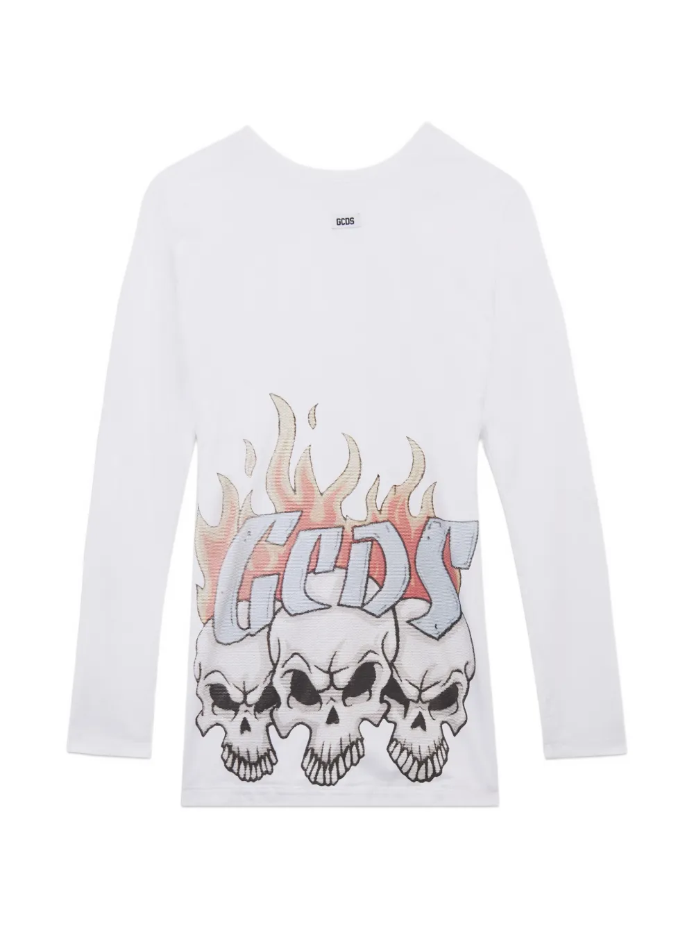 GCDS long-sleeve graphic-print mini dress - Bianco