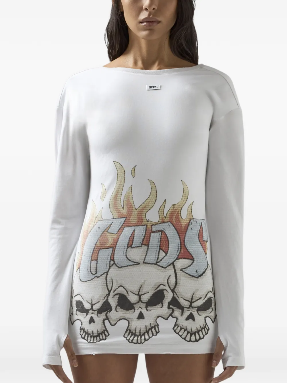 Long-Sleeve Graphic-Print Mini Dress