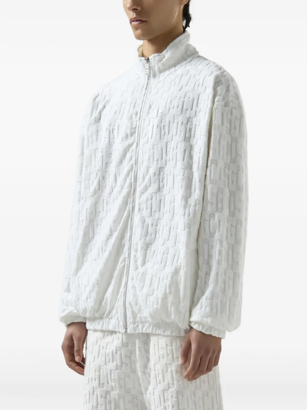 GCDS Badstof jack met monogram en rits Wit