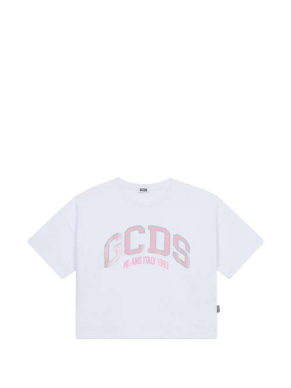 Gcds Kids logo-print cropped T-shirt - Bianco