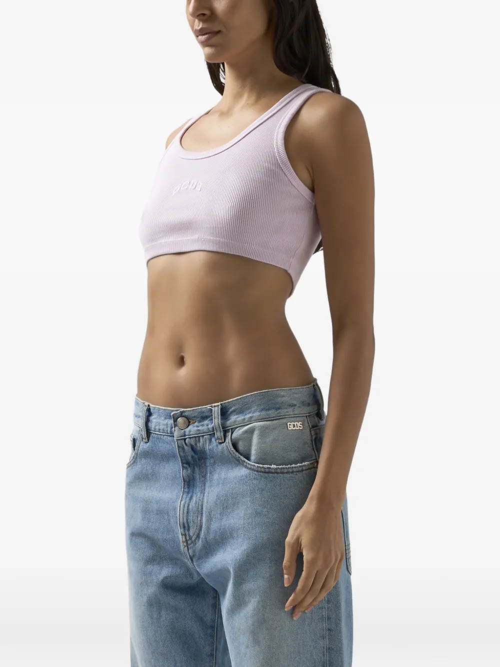 GCDS Cropped top met logodetail Paars