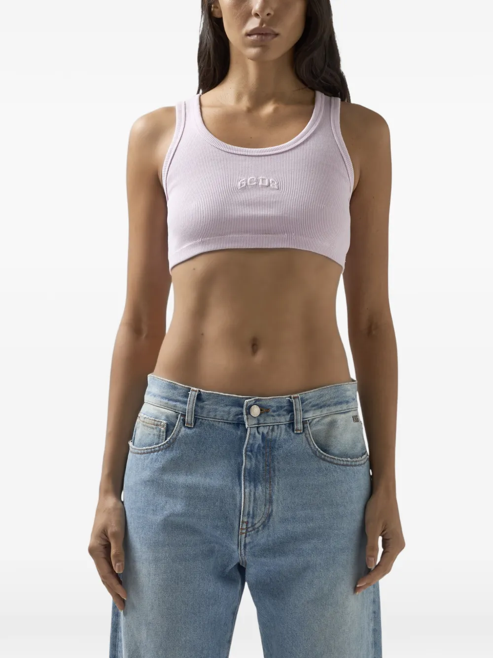 GCDS Cropped top met logodetail Paars