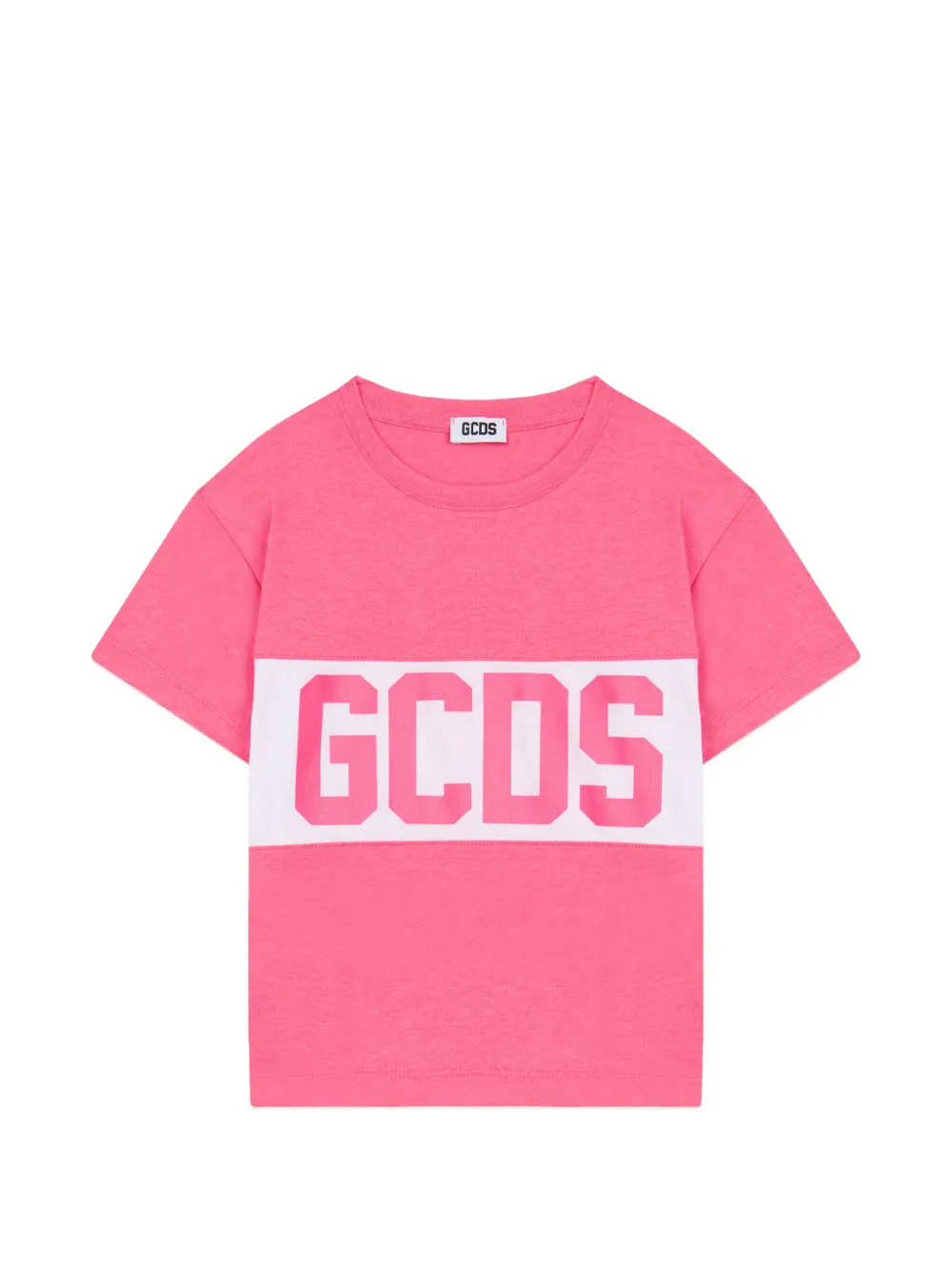 Gcds Kids logo-print panelled T-shirt - Rosa