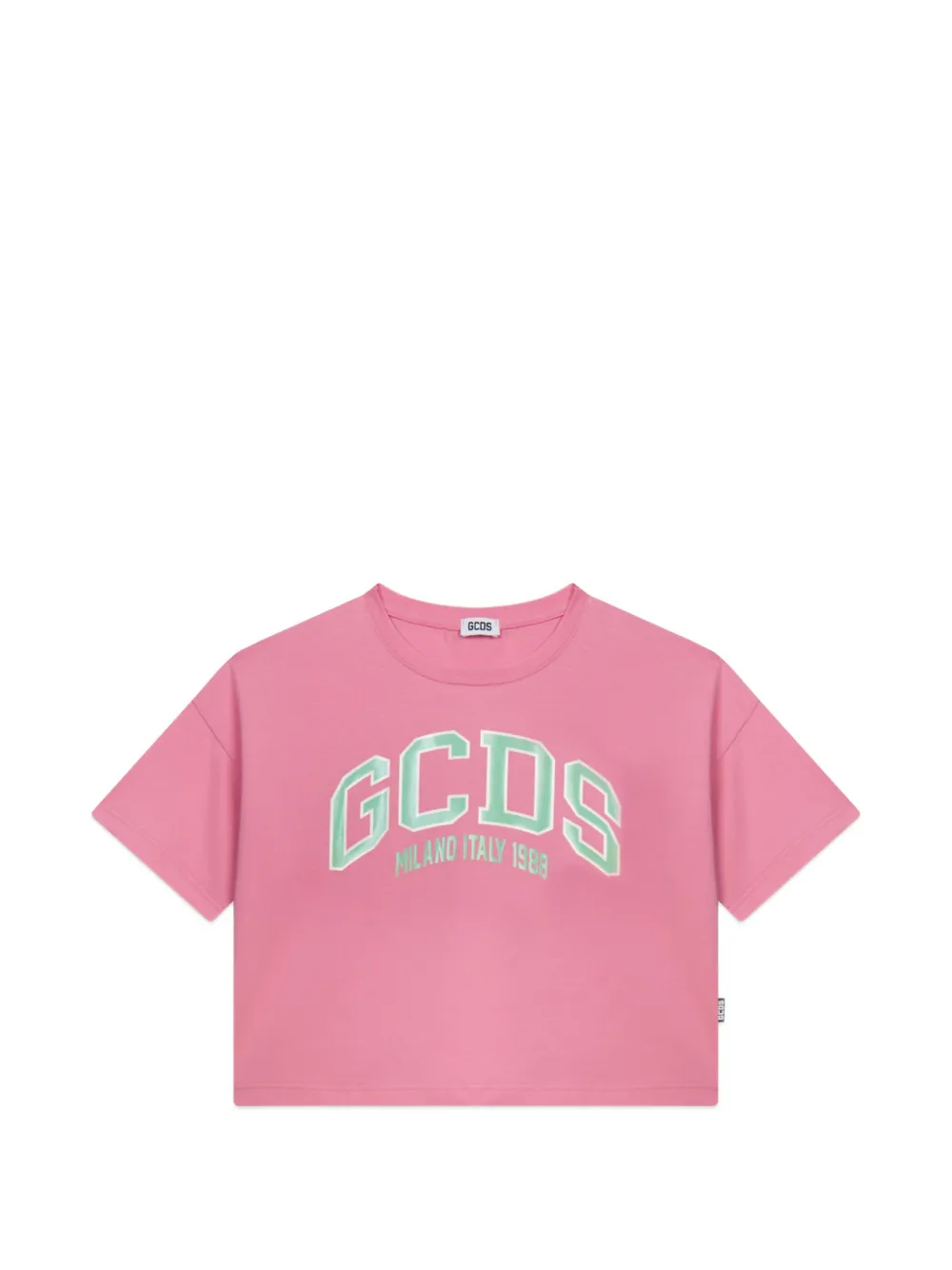 Gcds Kids T-shirt crop con stampa - Rosa