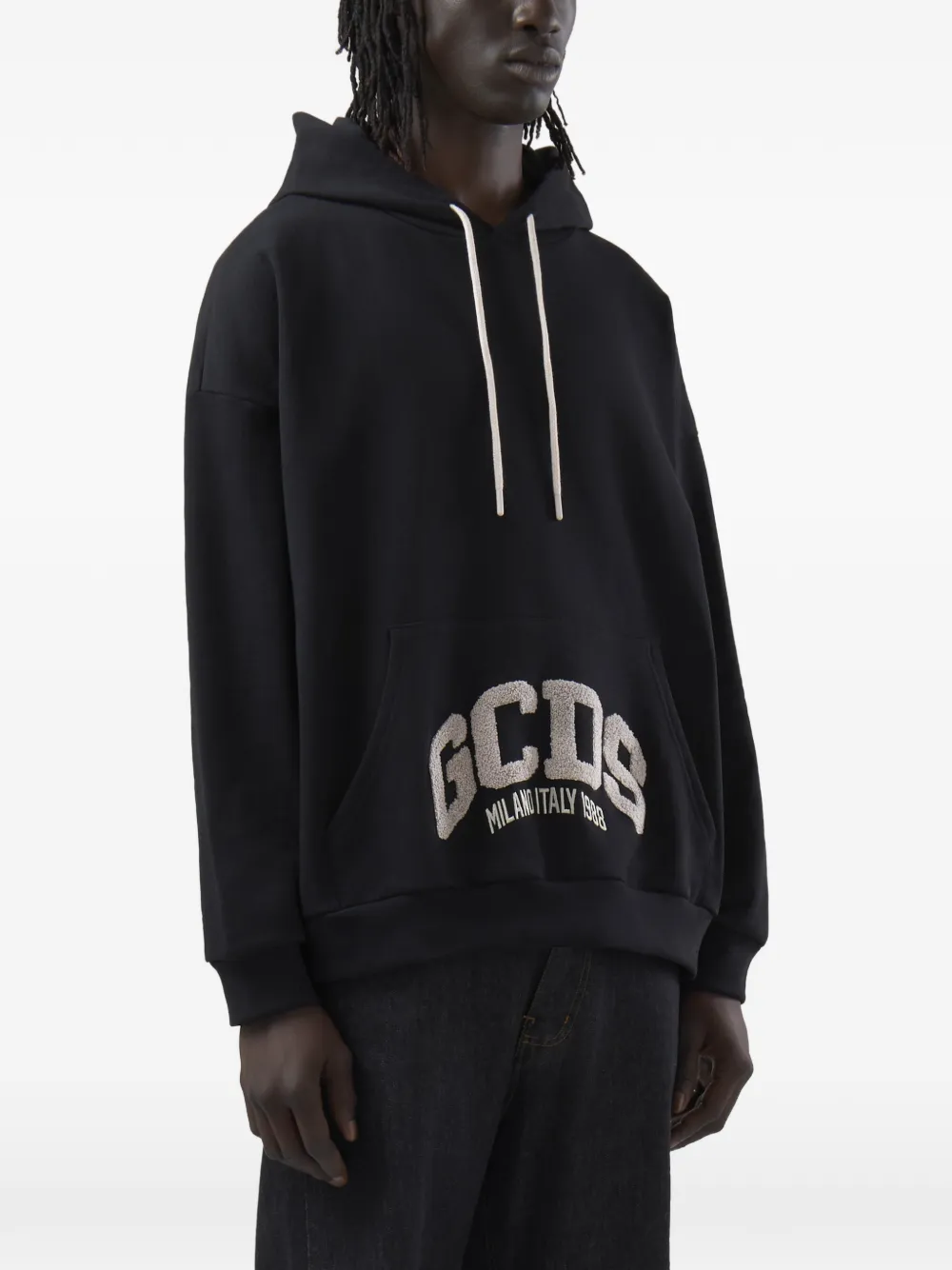 GCDS Hoodie met logopatch Zwart