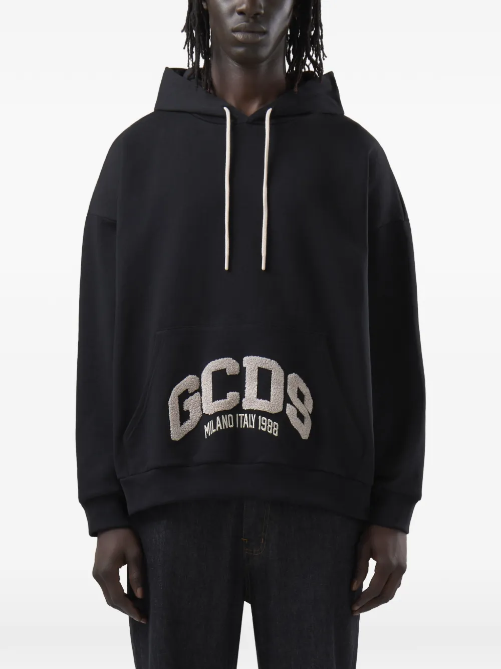 GCDS Hoodie met logopatch Zwart