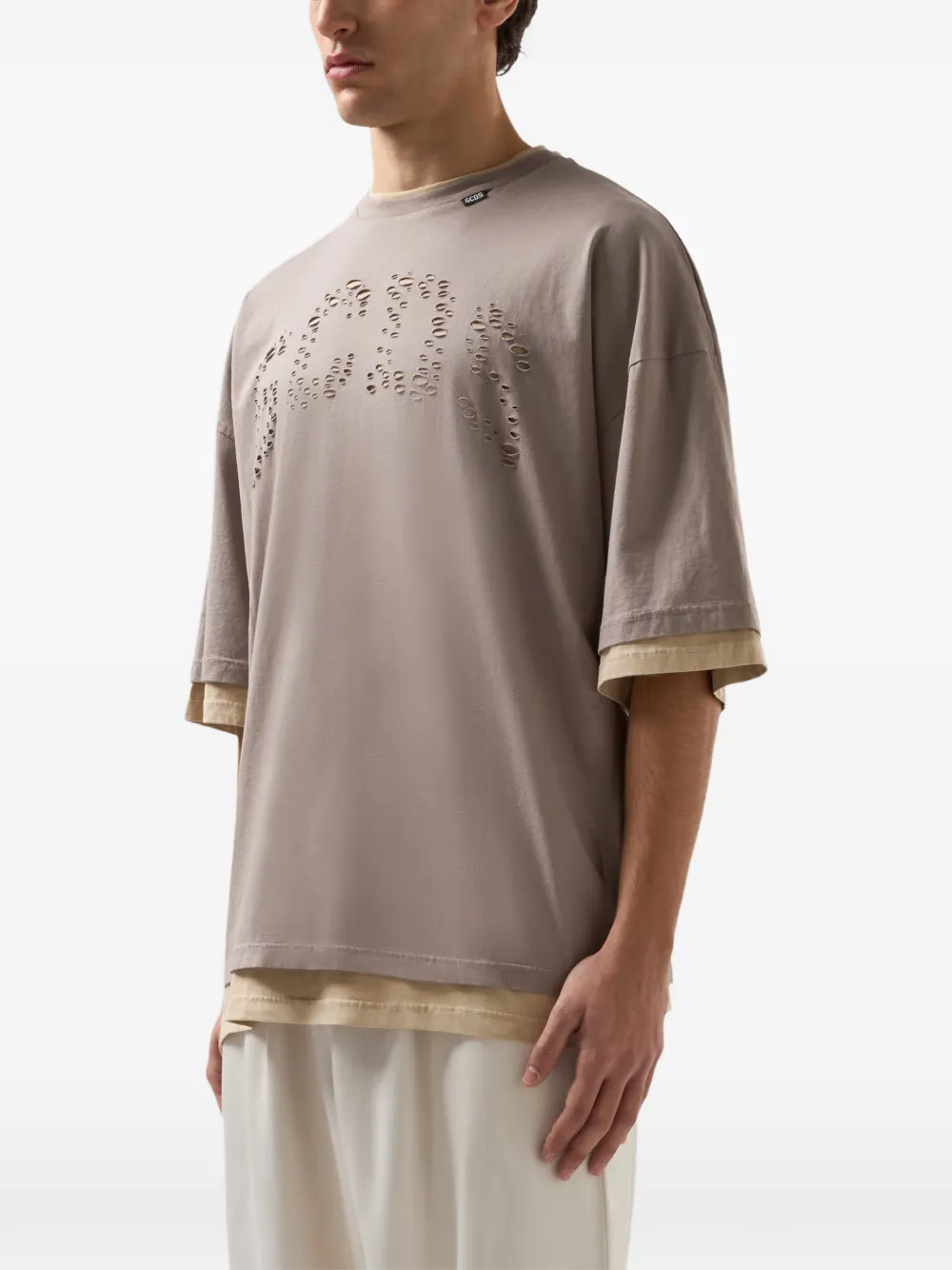 GCDS T-shirt met logodetail Bruin