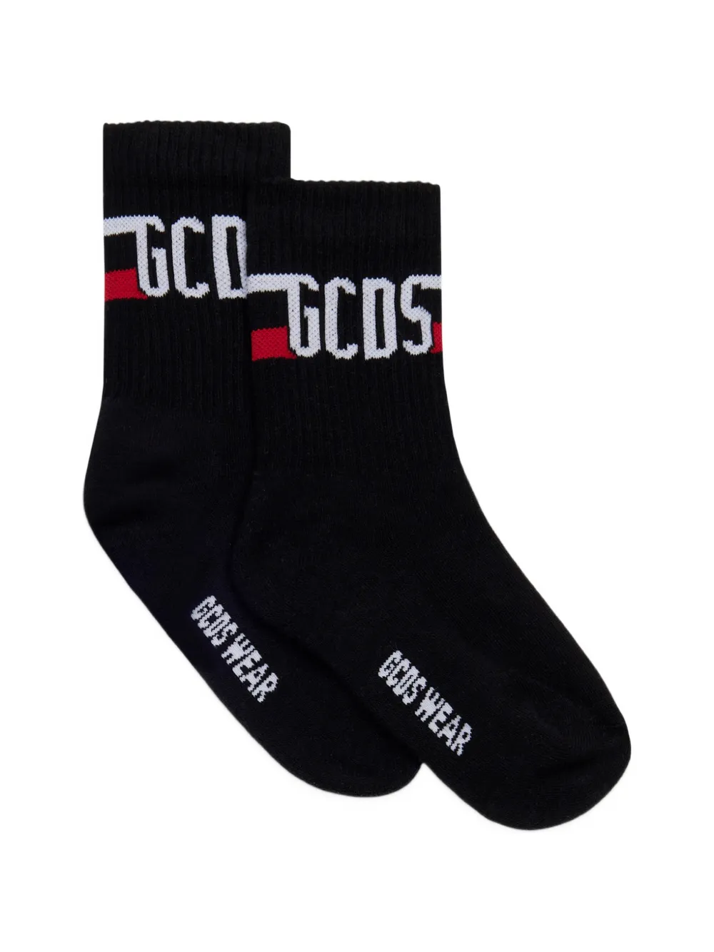 Gcds Kids' Logo-jacquard Socks In Black