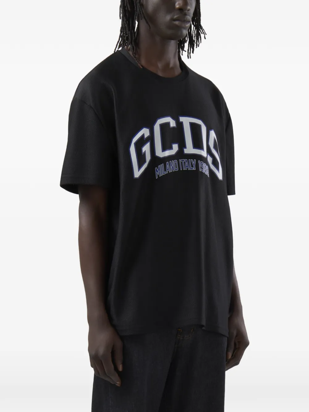 GCDS T-shirt met logoprint en mesh Zwart