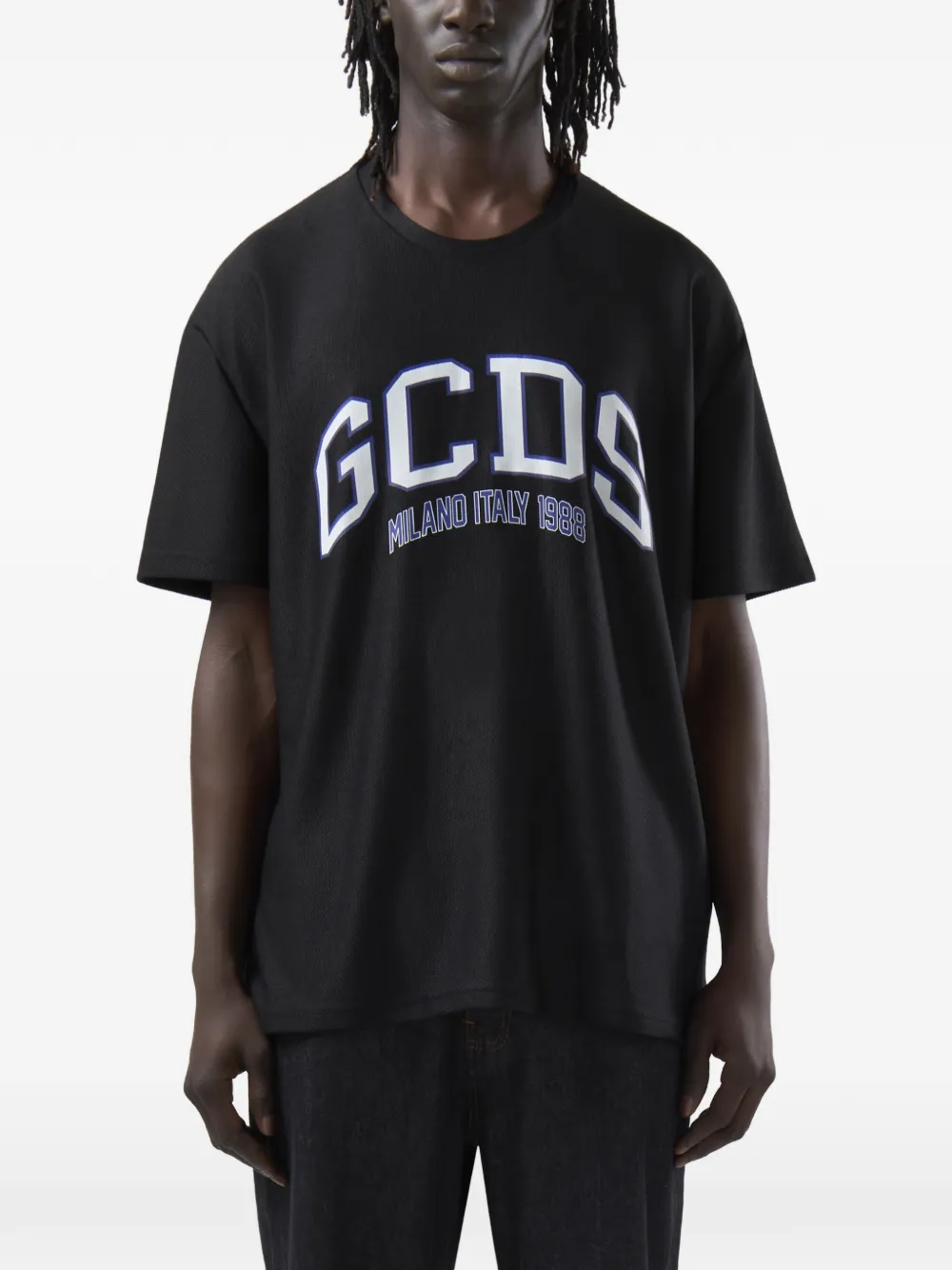 GCDS T-shirt met logoprint en mesh Zwart