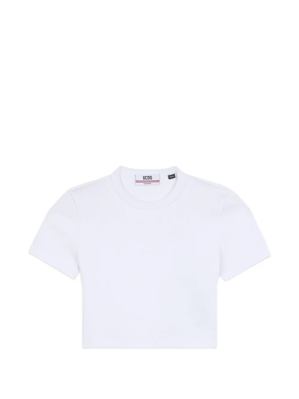 GCDS logo-embroidered crop T-shirt - Weiß