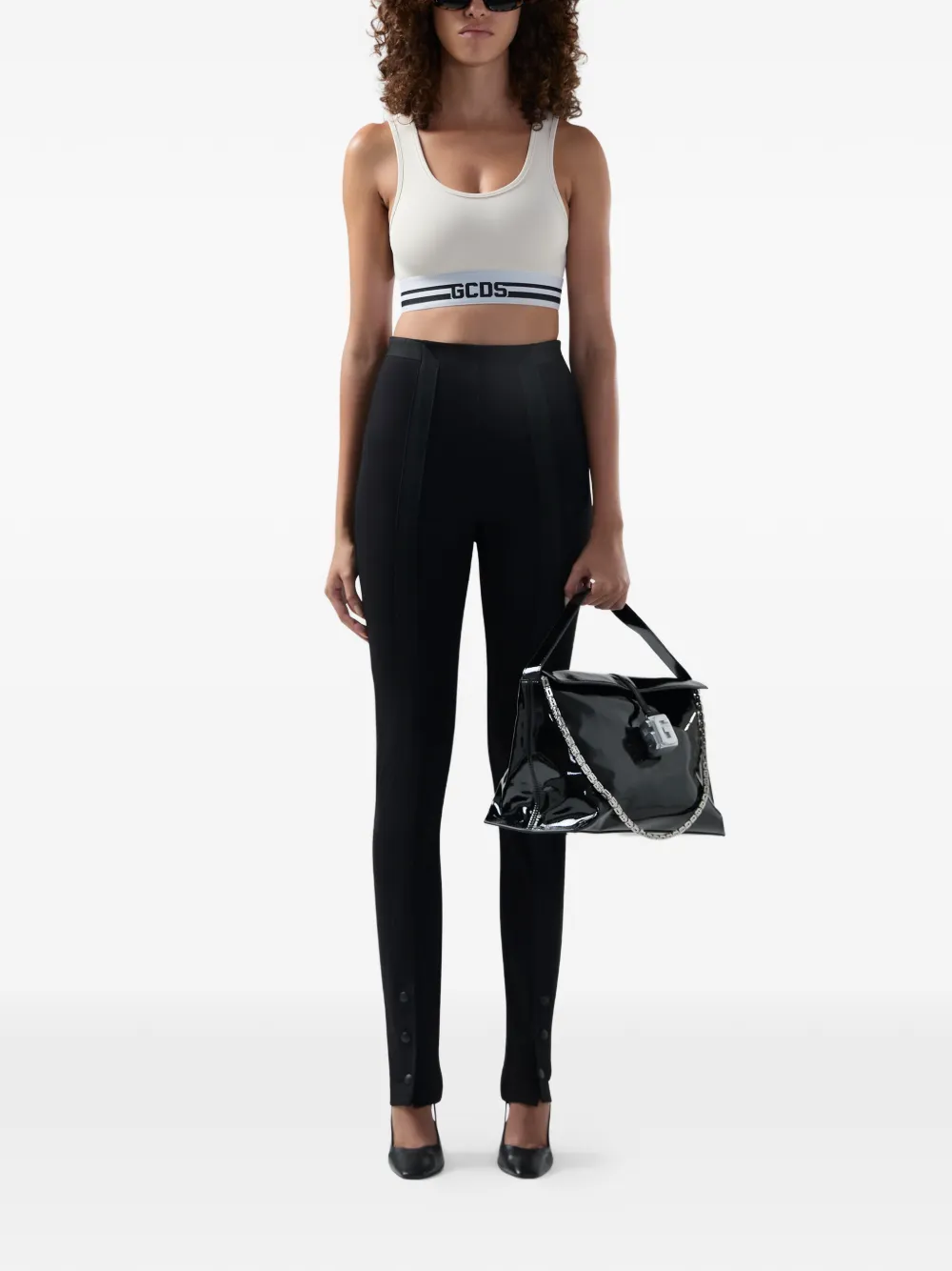 GCDS Cropped top met logodetail Wit