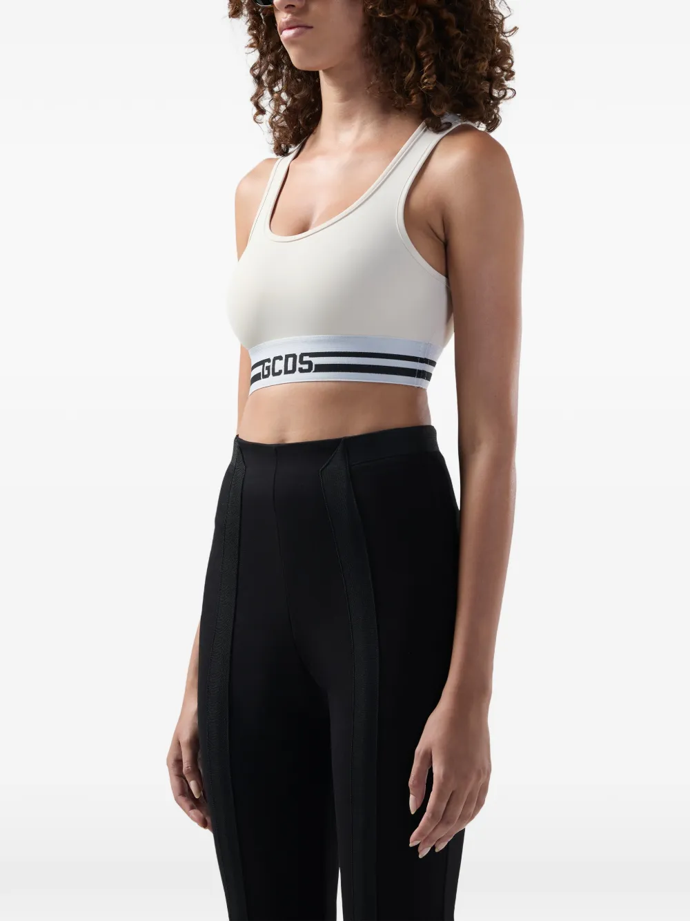 GCDS Cropped top met logodetail Wit
