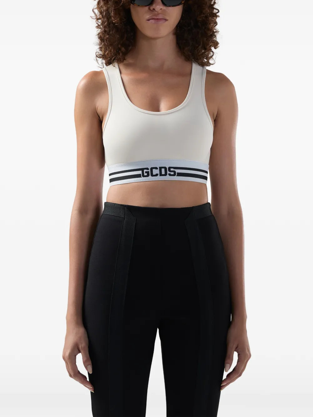 GCDS Cropped top met logodetail Wit