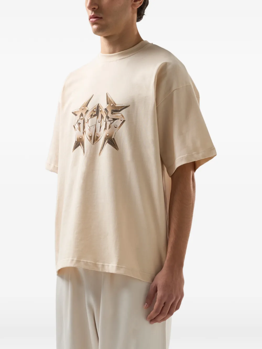 GCDS T-shirt met logo en studs Beige