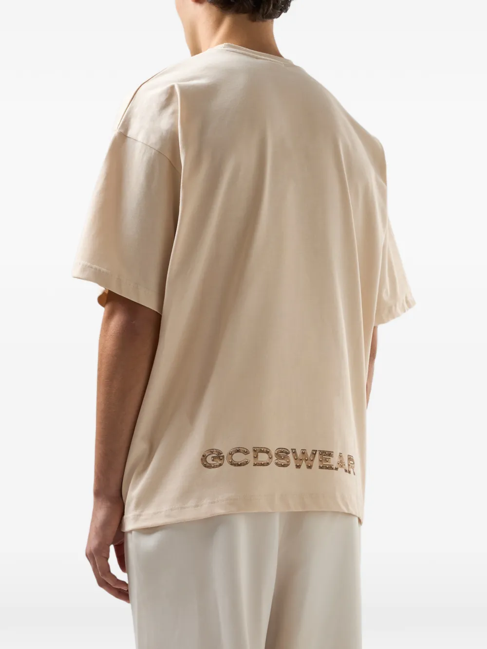 GCDS T-shirt met logo en studs Beige
