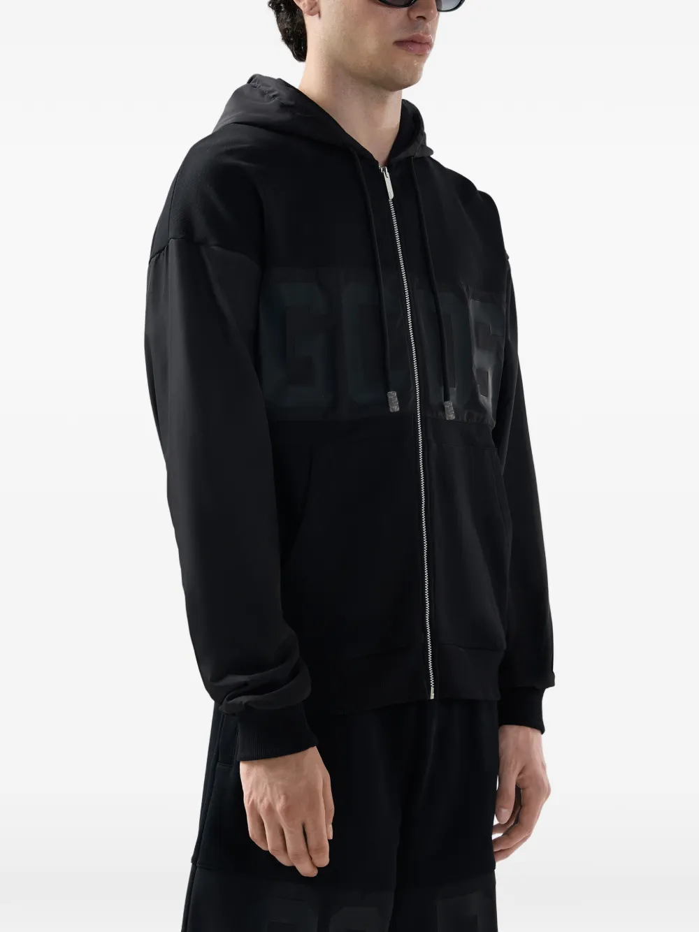 GCDS Katoenen hoodie met logo en rits Zwart
