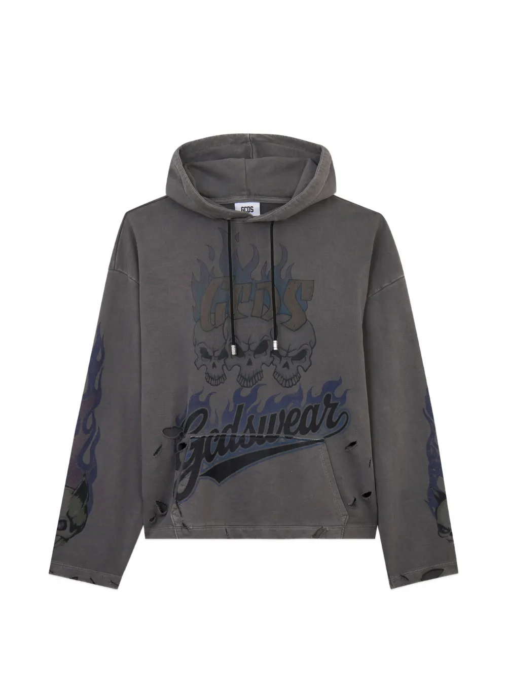 GCDS Hoodie mit grafischem Print - Grau