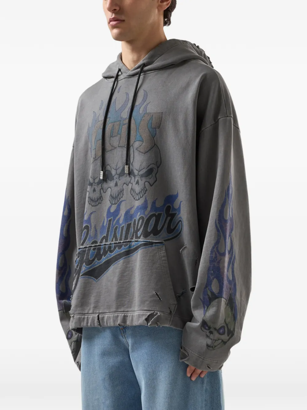 GCDS Hoodie met print Grijs
