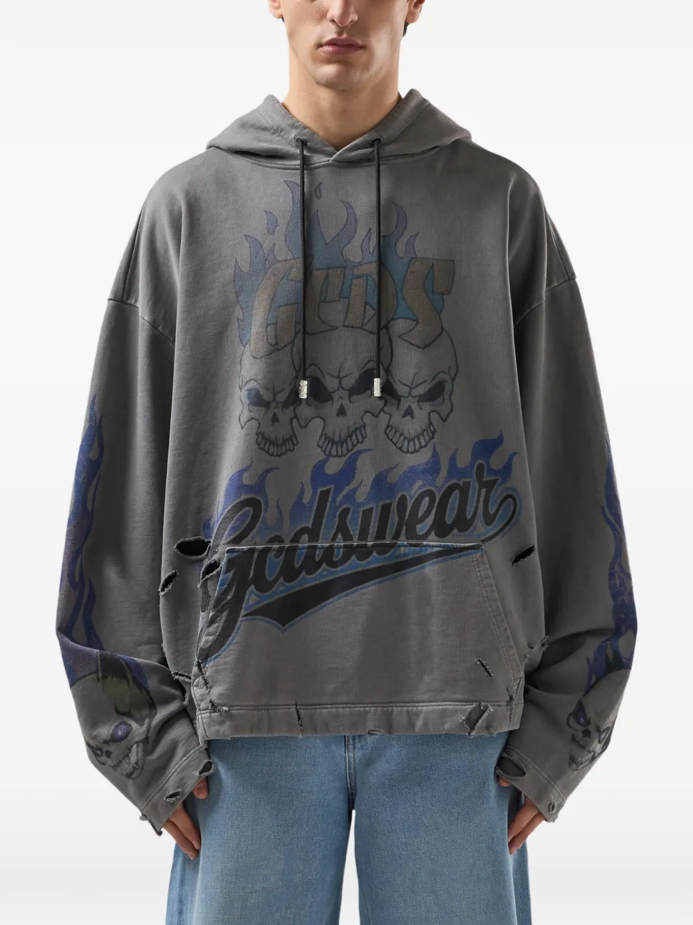 GCDS Hoodie met print Grijs