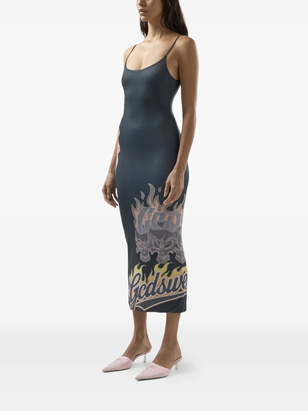 GCDS Midi-jurk met grafische print Zwart