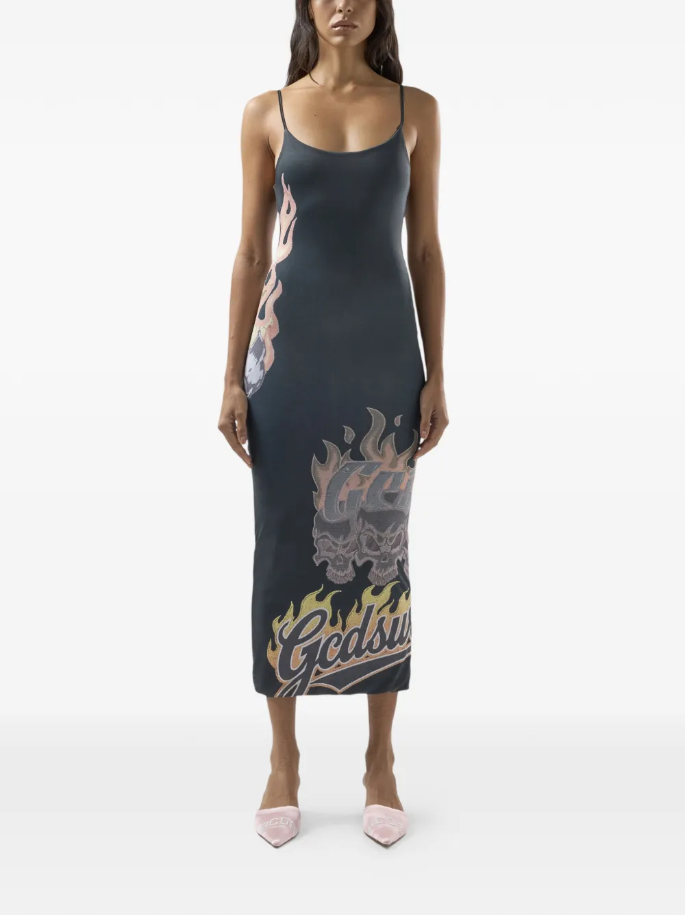 Graphic-Print Midi Dress