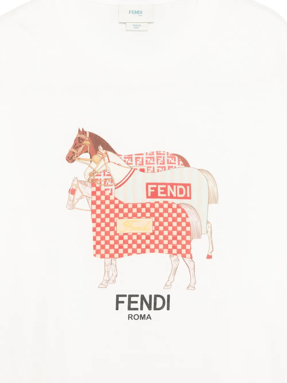 Fendi Kids T-shirt met paardenprint Wit