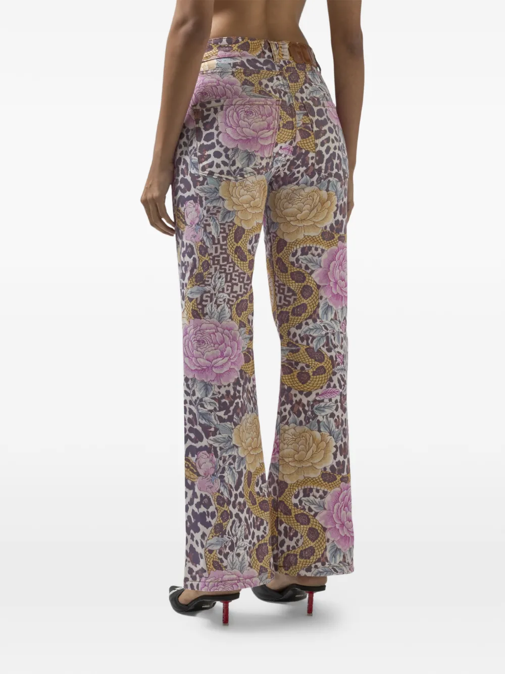 GCDS Broek met bloemenprint Beige