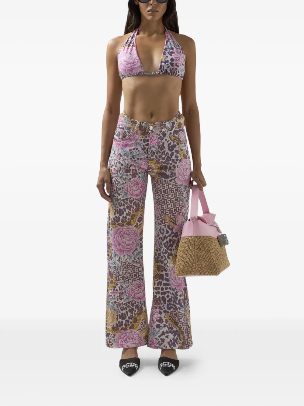  Gcds Pantalones Con Estampado Floral - Neutro 