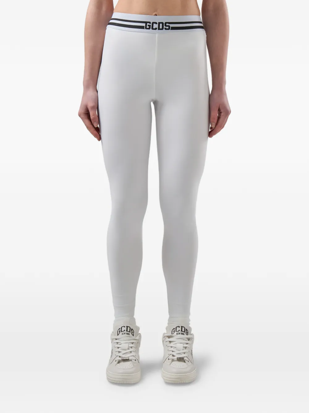 GCDS Legging met logoband Wit